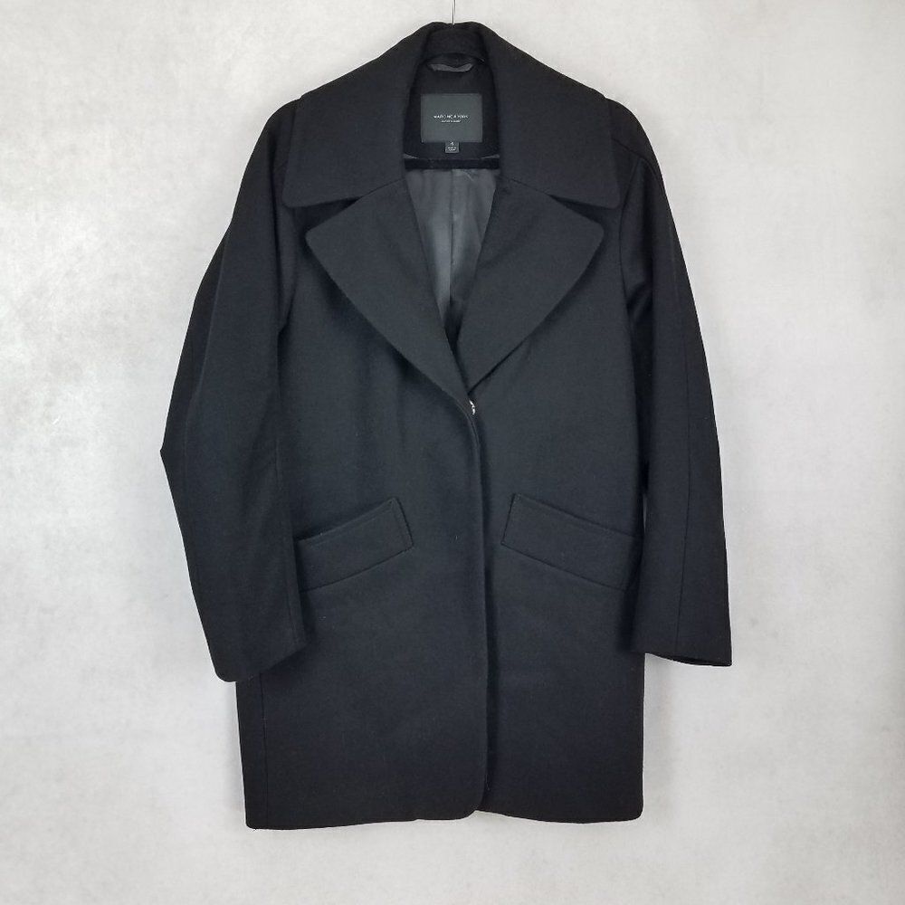 Marc NY Andrew Marc Wool Peacoat Overcoat Black Women 6 Preppy Classic Career
